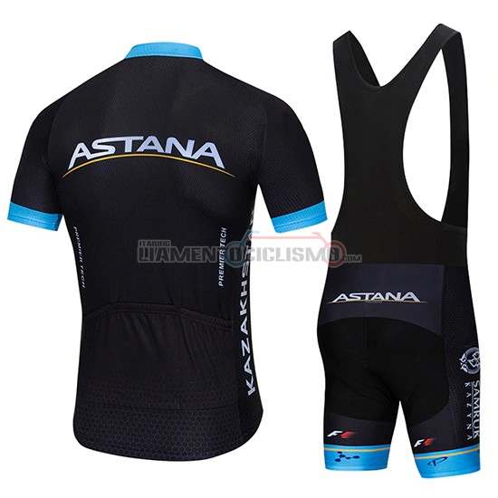 Abbigliamento Ciclismo Astana Manica Corta 2019 Nero Blu